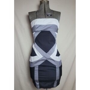Y2K‎ Gray Black White Strapless Bandage Dress Deadstock Club Size Large